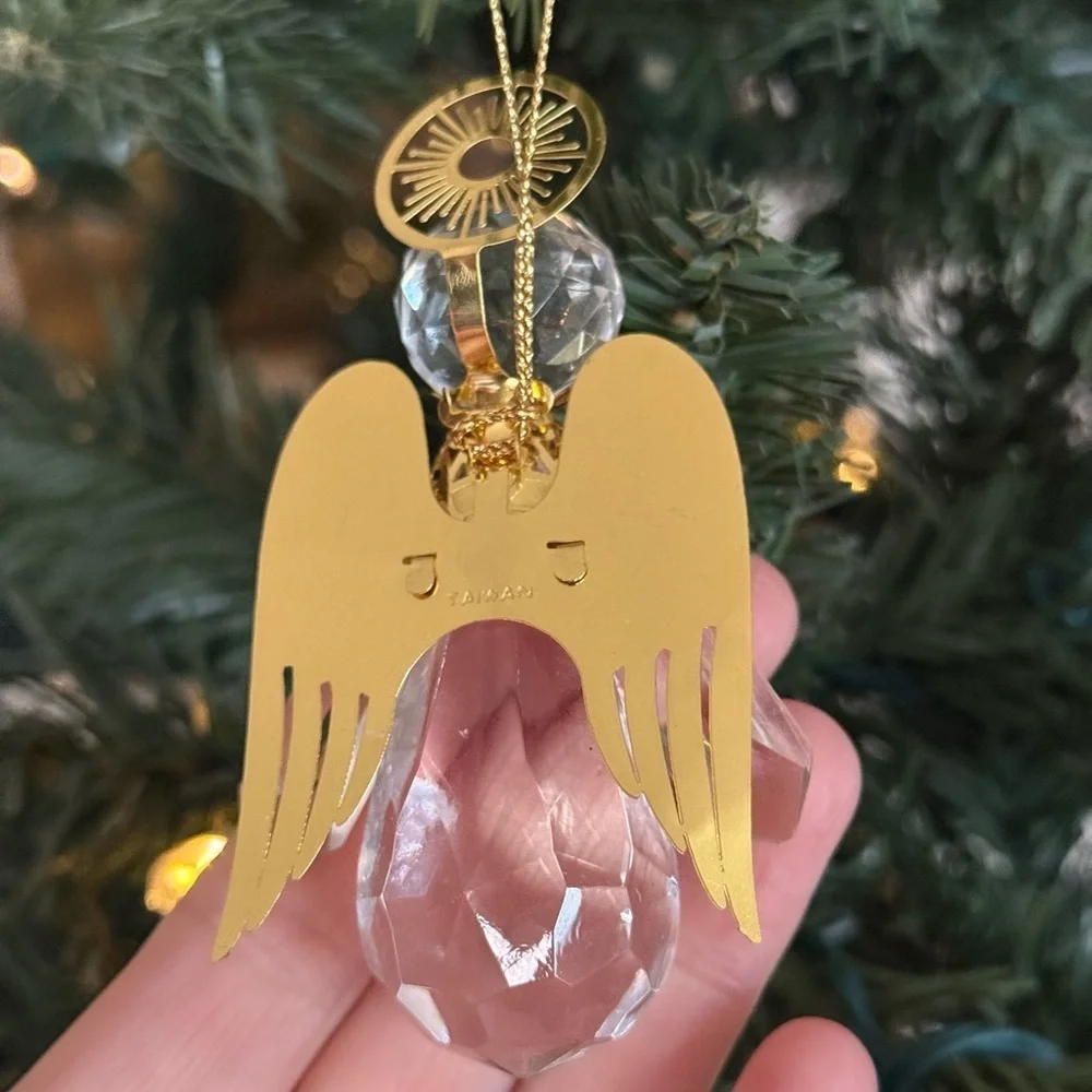 Vintage 1985 Elegant Gold and Crystal Angel Ornament